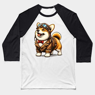 Corgi Pilot Baseball T-Shirt